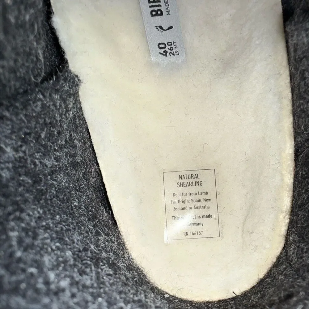 Birkenstock Andermatt Wool Felt Slipper Booties Gray L9 M7 EU 40 Shearling Lined - Picture 7 of 9